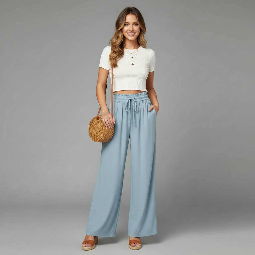 Chic Leisure Women's Trousers | Comfortable Wide Leg Pants