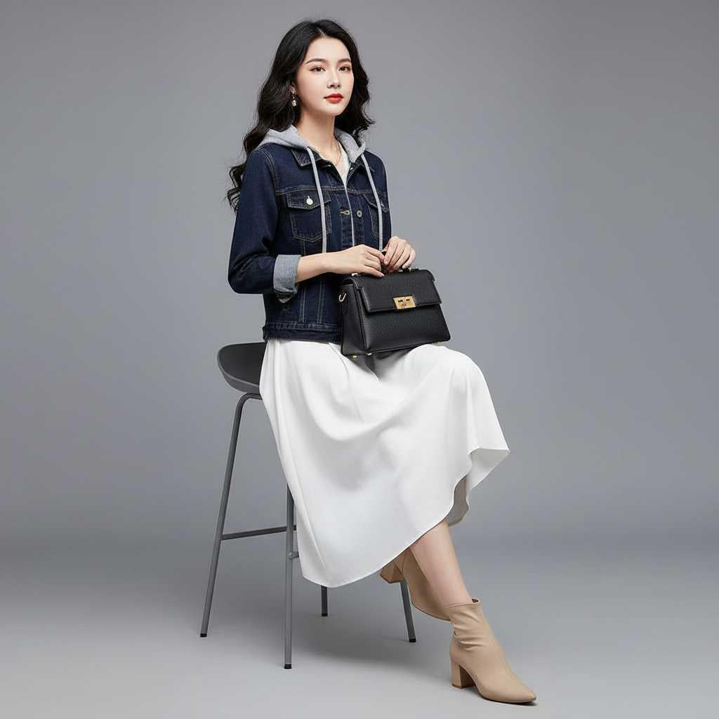 Denim Jacket with Removable Hood | Women's Casual Jacket