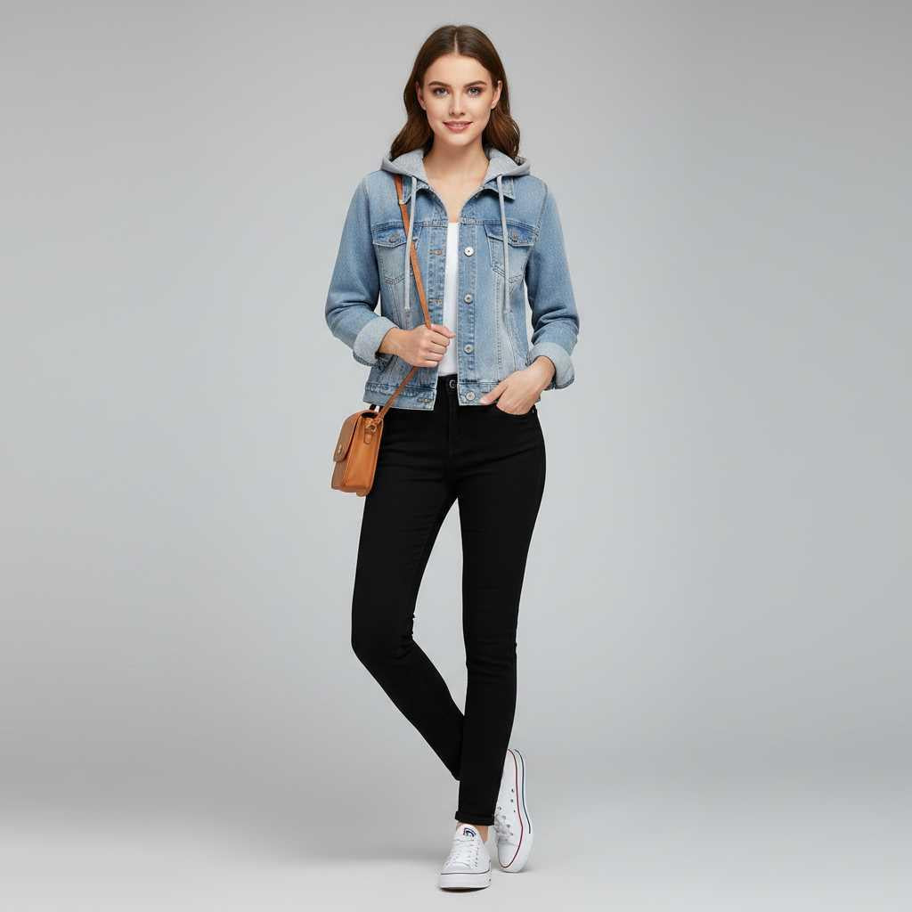 Denim Jacket with Removable Hood | Women's Casual Jacket