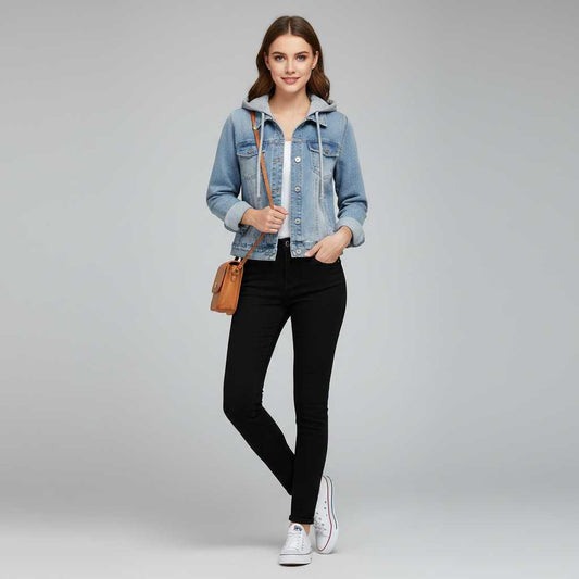 Denim Jacket with Removable Hood | Women's Casual Jacket