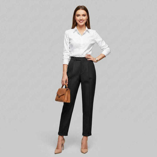 Elegant High Waist Trousers | Women's Office Wear