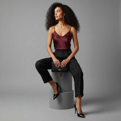 Elegant High Waist Trousers | Women's Office Wear