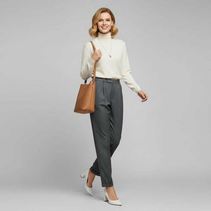 Elegant High Waist Trousers | Women's Office Wear