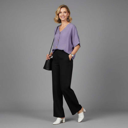 Elegant V-Neck Long Sleeve Blouse | Women's Fashion Top