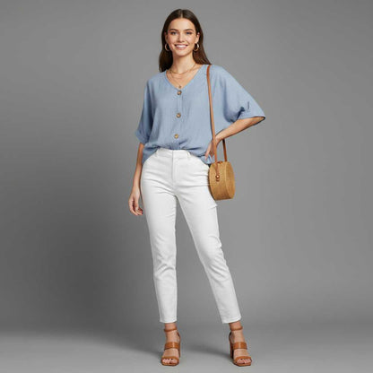 Elegant V-Neck Long Sleeve Blouse | Women's Fashion Top