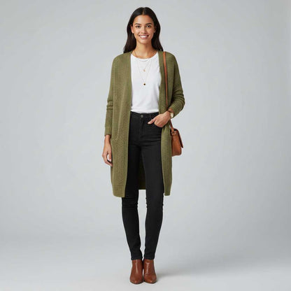 Elegant White Cardigan | Women's Long Cardigan Sweater