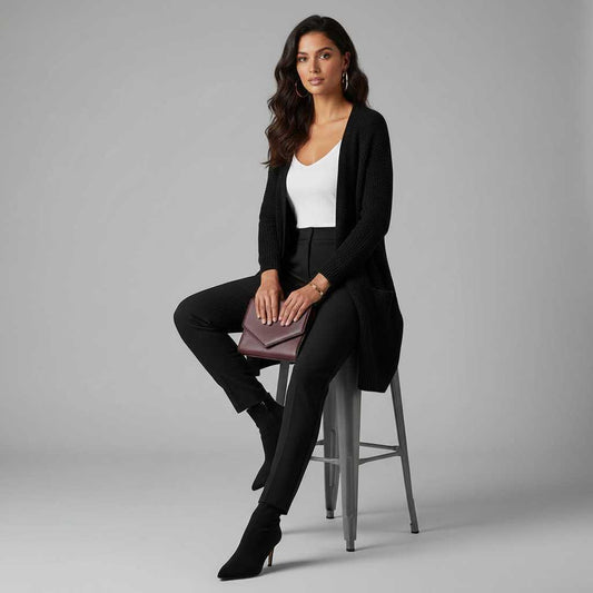 Elegant White Cardigan | Women's Long Cardigan Sweater