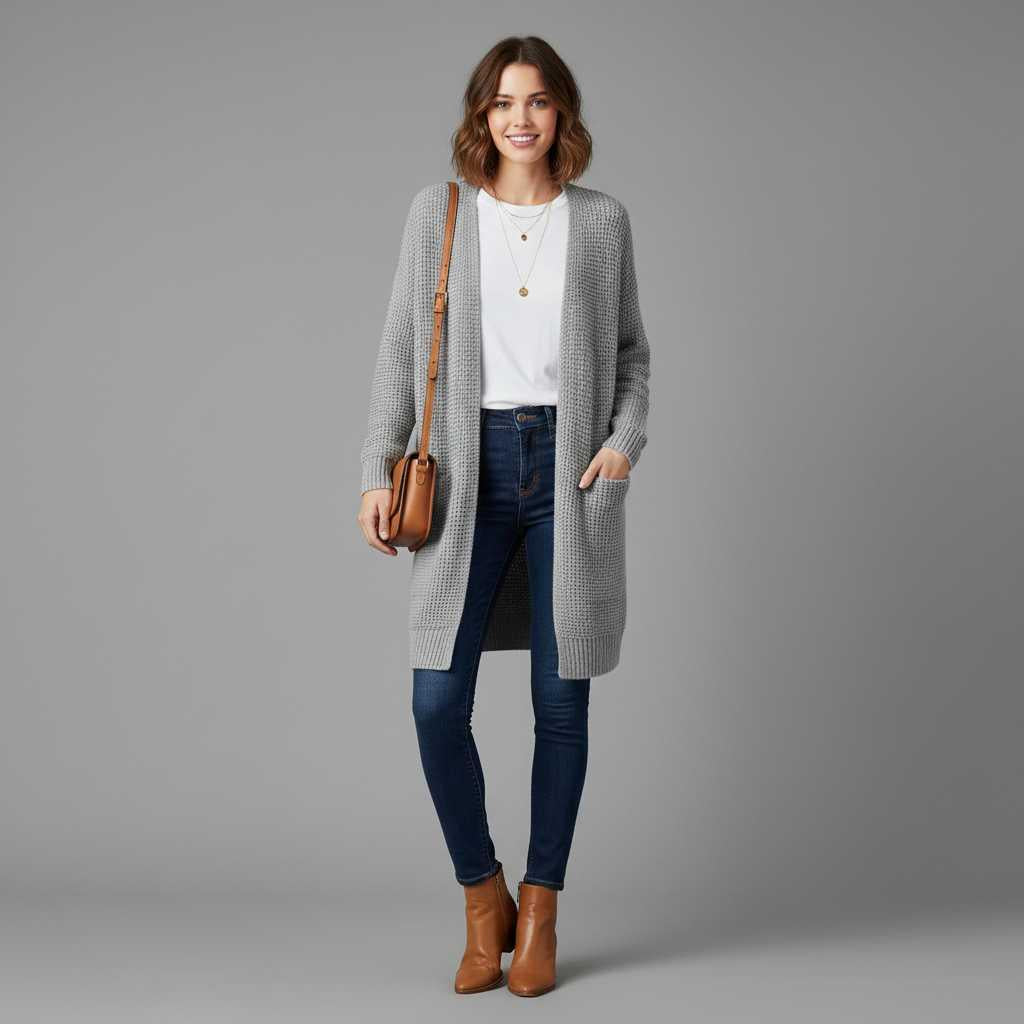 Elegant White Cardigan | Women's Long Cardigan Sweater
